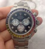 Rolex Rainbow Daytona Swiss Replica 7750 Mens Watch SS Diamond